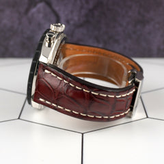 Breitling Navitimer Chronomatic Brown Dial Maroon Strap Steel Mens Watch A14360