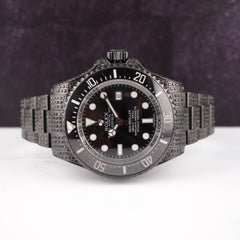 Rolex Deepsea Sea-Dweller Date 44mm Black Iced out 8ct Oyster Steel Mens Watch 116660