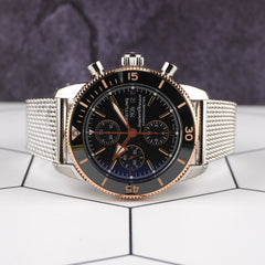 Breitling 44mm Superocean Heritage II Steel Rose Gold Chrono Mens Watch U13313