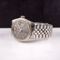 Rolex 36mm Datejust Mens Stainless Steel Watch Fluted Jubilee Grey Dial 1601