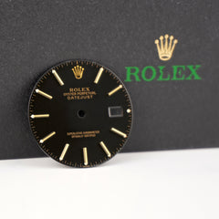 Rolex Datejust Men's 36mm Black Dial Gold Stick Jubilee Oyster Ref 16233 16013