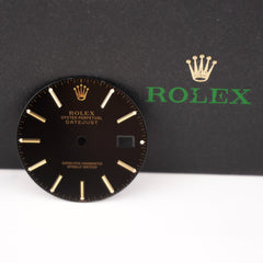 Rolex Datejust Men's 36mm Black Dial Gold Stick Jubilee Oyster Ref 16233 16013