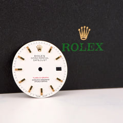 Rolex Mens Datejust 36mm Turn-O-Graph Two Tone White Dial Gold Stick Ref 116263