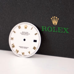 Rolex Datejust Men's 36mm Two Tone White Dial Gold Skinny Roman Numerals 16233