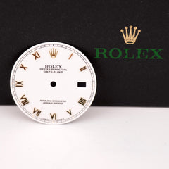 Rolex Datejust Men's 36mm Two Tone White Dial Gold Skinny Roman Numerals 16233