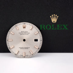 Rolex Mens Datejust 36mm Silver Dial Rose Gold Stick Jubilee 116201 116231