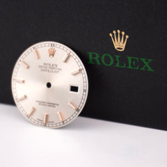 Rolex Mens Datejust 36mm Silver Dial Rose Gold Stick Jubilee 116201 116231