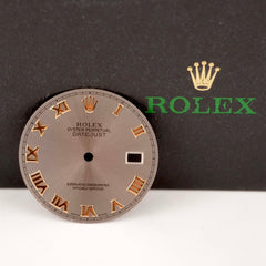 Rolex Mens Datejust 36mm Grey Rhodium Dial Ross Gold Roman Oyster Jubilee 116233