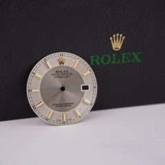 Rolex Mens Datejust 36mm Tuxedo Gray & Silver Dial GOLD Stick Oyster 116233