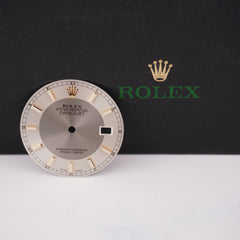 Rolex Mens Datejust 36mm Tuxedo Gray & Silver Dial GOLD Stick Oyster 116233