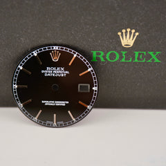 Rolex Datejust Mens 36mm Black Dial Silver Stick Track Oyster Jubilee16234 16220