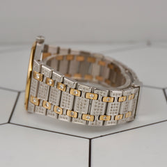 Audemars Piguet 33mm Royal Oak 18K YG/Steel 3ct Iced Out Quartz Watch 56303SA