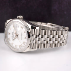 Rolex Datejust 36mm White Roman Dial Smooth Stainless Steel Watch 126200