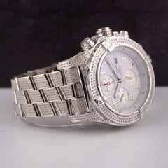 Breitling Super Avenger 48mm Chronomat White Dial 4ct Mens Steel Watch A13370