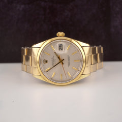 Rolex Oyster Date 34mm Gold Plated Steel Watch Silver Dial Mens Ref: 1550