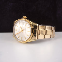 Rolex Oyster Date 34mm Gold Plated Steel Watch Silver Dial Mens Ref: 1550