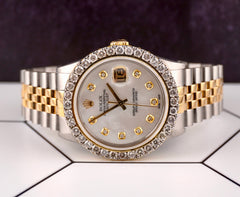 Rolex Men's Datejust 36mm 18k Yellow Gold/Steel ICED 2.50ct Diamonds MOP Dial