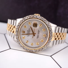 Rolex Men's Datejust 36mm 18k Yellow Gold/Steel ICED 2.50ct Diamonds MOP Dial