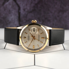 Rolex Vintage 36mm Datejust Silver Dial Steel YG Smooth Mens Watch 1600/3