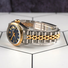 Rolex Datejust 26mm Yellow Gold & Steel Blue Dial Jubilee Watch 6917