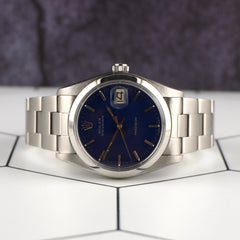 Rolex 34mm Oyster Date Precision Steel Blue Dial Vintage Men's Watch 6694