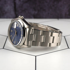 Rolex 34mm Oyster Date Precision Steel Blue Dial Vintage Men's Watch 6694