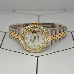 Rolex Ladies Datejust 26mm 18k Yellow Gold/Steel 2ct Diamonds White MOP Dial