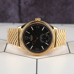 Rolex 1908 39mm 18k Yellow Gold Black Dial Men's Watch 52508