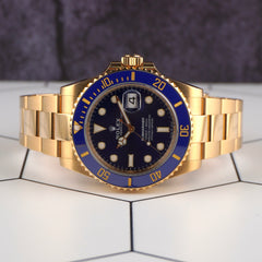 Rolex Submariner 41mm Yellow Gold Blue Dial Bezel Mens Watch 126618LB