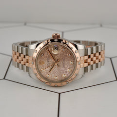 Rolex Datejust 31mm Midsize Steel 18k Rose Gold Diamond Ladies Watch 178341