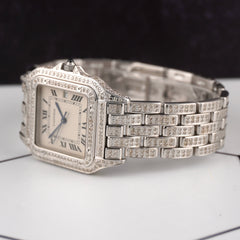 Cartier Panthere Jumbo 29mm Custom Iced Out 5ct Genuine Diamonds Ref 1300