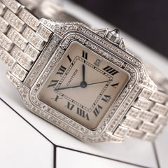 Cartier Panthere Jumbo 29mm Custom Iced Out 5ct Genuine Diamonds Ref 1300