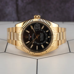 Rolex Sky-Dweller 42mm 18K Yellow Gold Black Dial Men's Watch 326938