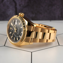Rolex Sky-Dweller 42mm 18K Yellow Gold Black Dial Men's Watch 326938