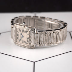 Cartier Tank Francaise 20mm Custom Iced Out 4ct Genuine Diamonds Ref 2384