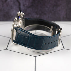 Cartier Pasha 41mm Chronograph Blue Dial Steel Mens Watch 4363/WSPA0039