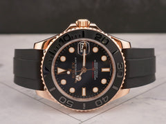 Rolex 37mm Yacht-Master Oysterflex Ceramic Bezel Rose Gold Men's Watch 268655