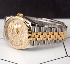 Rolex Mens Datejust 36mm 18k Yellow Gold & Steel Fluted Jubilee Watch 126233