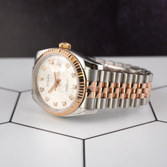 Rolex Datejust 36mm 18k Rose Gold & Steel Watch Fluted Jubilee 116231