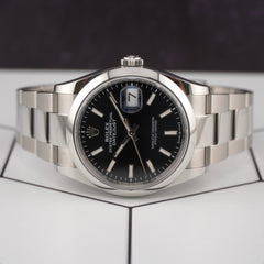 Rolex Datejust 36mm Stainless Steel Black Dial Smooth Oyster Watch Ref: 126200