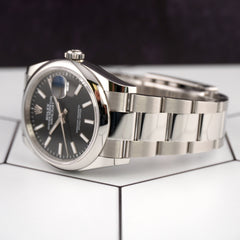 Rolex Datejust 36mm Stainless Steel Black Dial Smooth Oyster Watch Ref: 126200