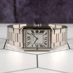 Cartier Tank Solo 27x34mm Steel Silver Dial Men's Watch 3169