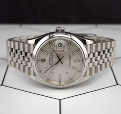 Rolex Datejust 36mm Silver Dial Smooth Stainless Steel Jubilee Watch 126200