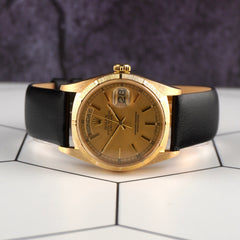 Rolex Day-Date 36mm 18k YG President Bark Leather Band  Men's Watch 18078