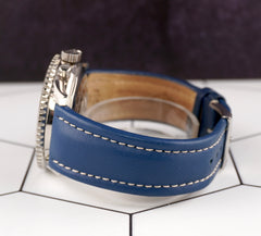 Breitling 41mm Old Navitimer Blue Dial Leather Band Steel Mens Watch A13022