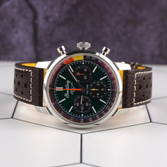 Breitling 41mm Chrono Top Time Ford Mustang Green Dial Leather Band Watch AB0176