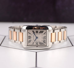 Cartier 28mm Tank Anglaise Small Steel Rose Gold Ladies Watch 3485