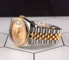Rolex Mens Datejust 36mm 18K Yellow Gold & Steel Watch Jubilee Fluted Ref 116233