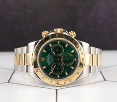 Rolex Daytona Cosmograph 40mm 18k/Steel Men's Oyster Green Dial Watch 116523