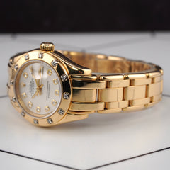 Rolex Datejust 29mm White Mop Dial 18k Yellow Gold Ladies Watch 69318